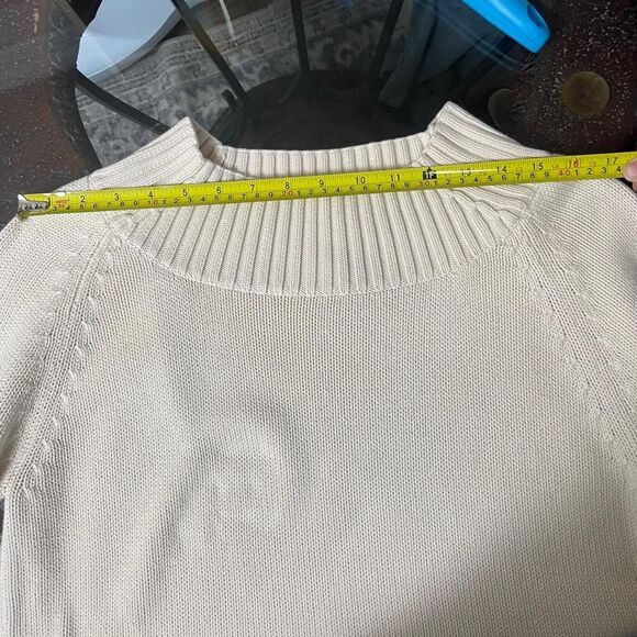 Vintage Gap Women’s 100% Cotton Cableknit Crewneck Sweater Cream Size Large - Picture 7 of 8